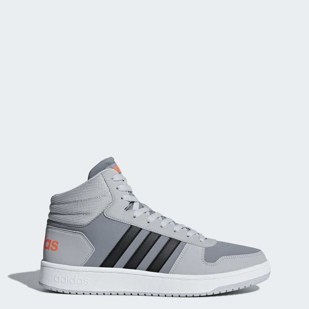 Adidas Hoops 2.0 Mid - αθλητικα παπουτσια ανδρικα - Γκρι/Μαυρα/Γκρι,Μέγεθος: EU 36 – 54 2/3 (609UWDE